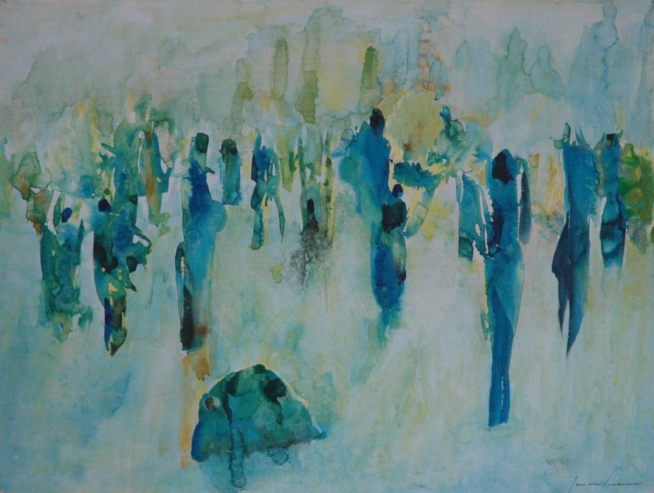 Jan de Leeuw | Figures, watercolour on paper, 49.7 x 66.0 cm, signed l.r. and painted 1967 on reverse