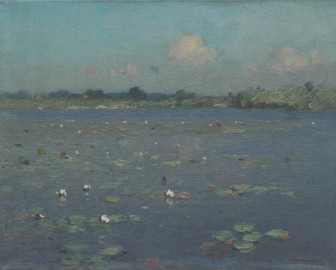 Knikker A.  | Aris Knikker, Water lilies, oil on canvas 24.4 x 30.4 cm, signed l.r.