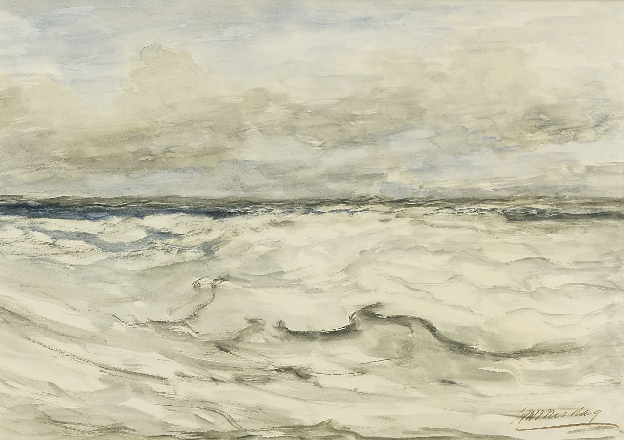 Mesdag H.W.  | Hendrik Willem Mesdag, A seascape, watercolour on paper 36.7 x 52.1 cm, signed l.r.