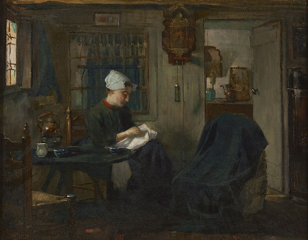 Arntzenius P.F.N.J.  | Pieter Florentius Nicolaas Jacobus 'Floris' Arntzenius | Paintings offered for sale | Daily chores, oil on canvas 37.2 x 48.0 cm, signed l.l.