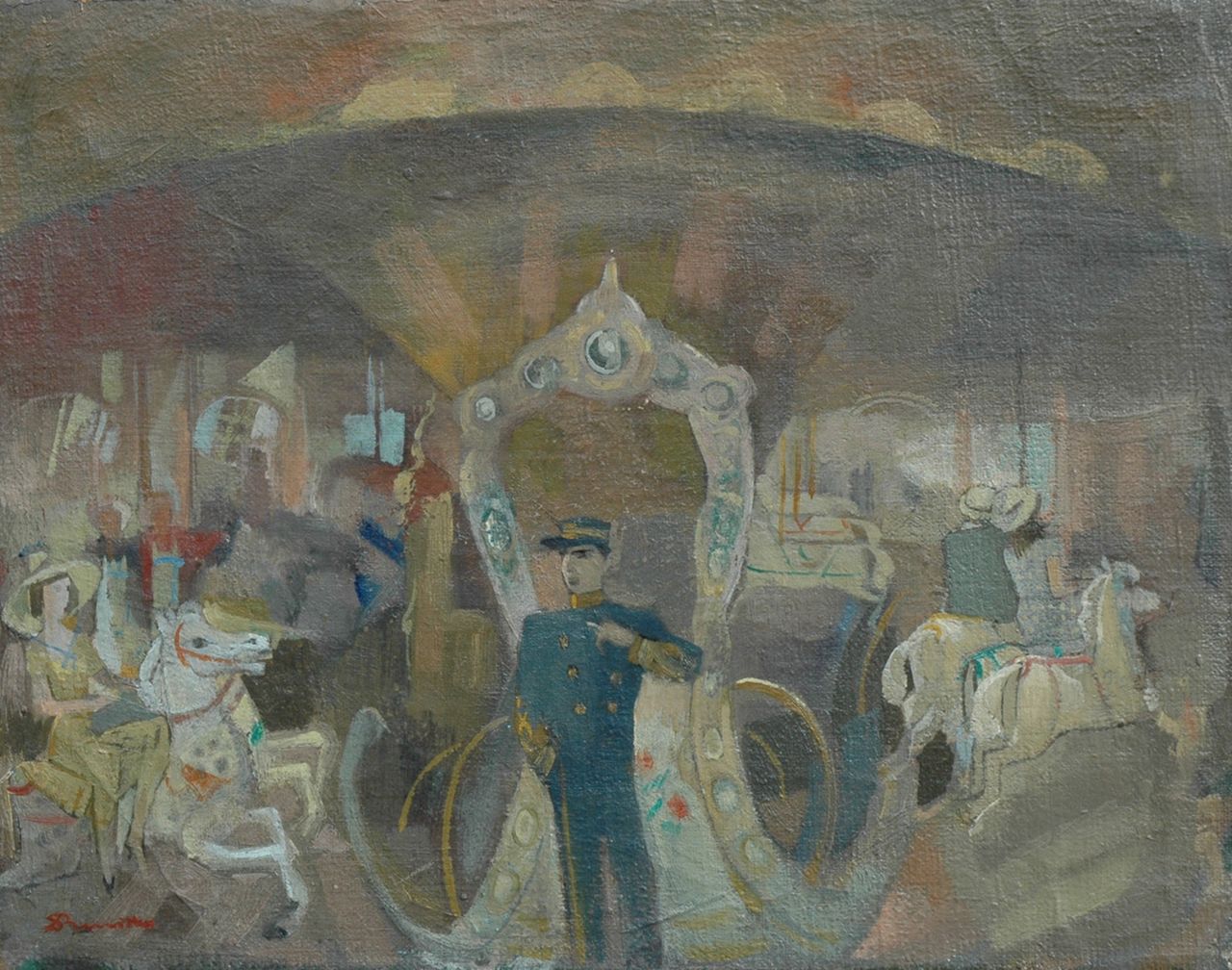 Bervoets L.  | Leo Bervoets, Merry-go-round, oil on canvas 36.0 x 46.3 cm, signed l.l.