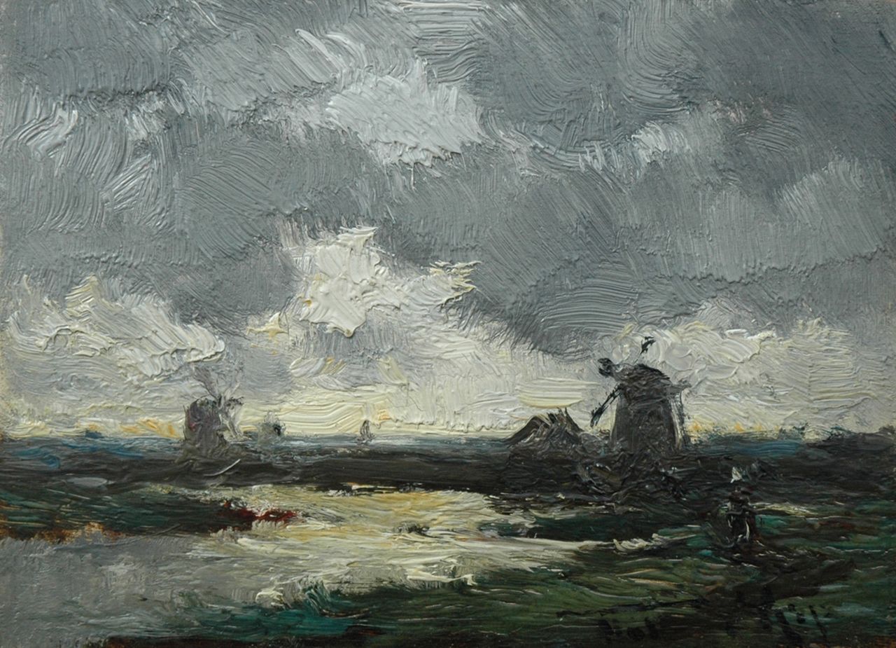 Rip W.C.  | 'Willem' Cornelis Rip, Evening clouds, oil on panel 11.5 x 16.0 cm, signed l.r.