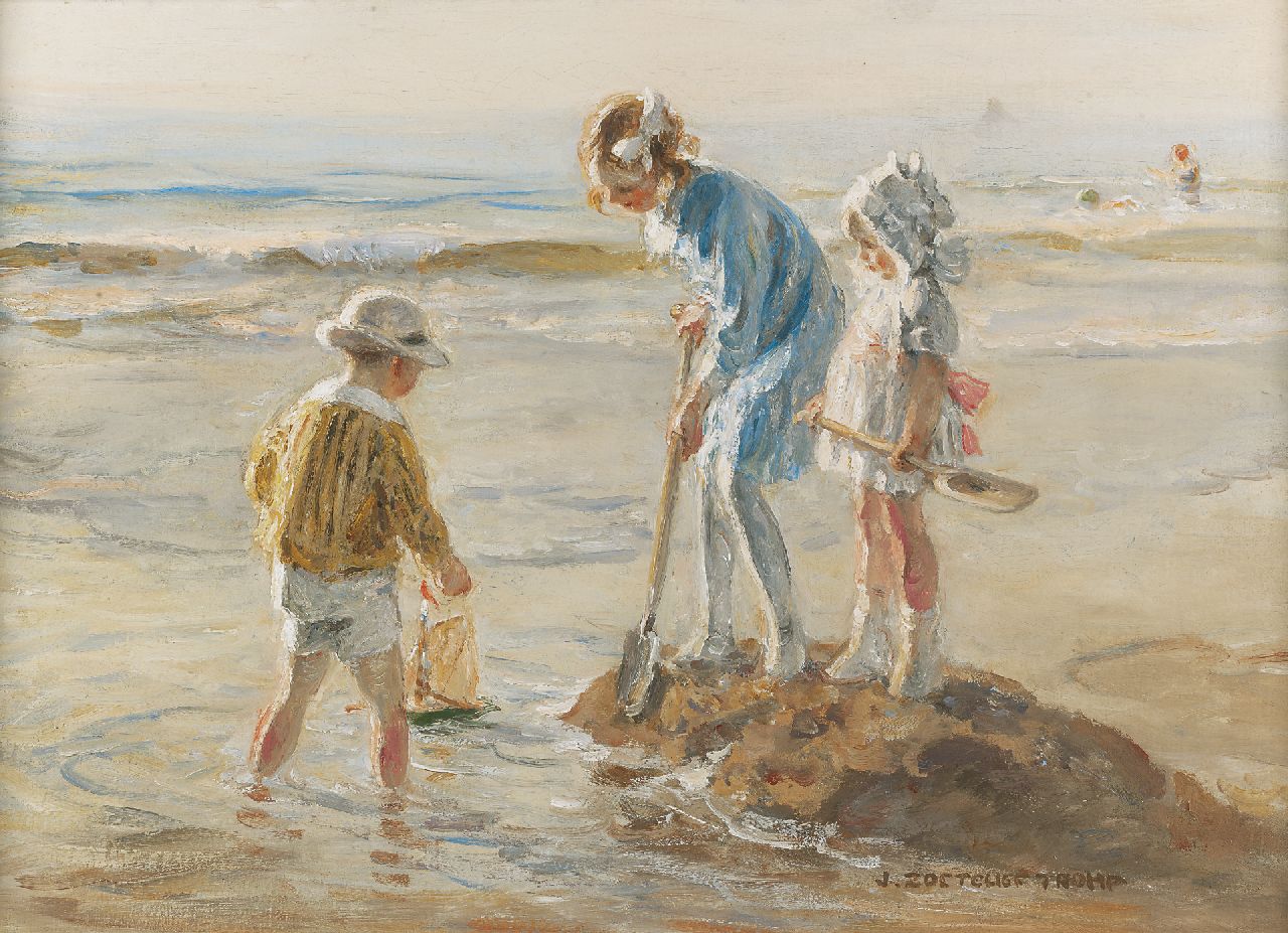 Zoetelief Tromp J.  | Johannes 'Jan' Zoetelief Tromp, Children playing on Katwijk beach, oil on canvas 40.5 x 56.5 cm, signed l.r. and sold