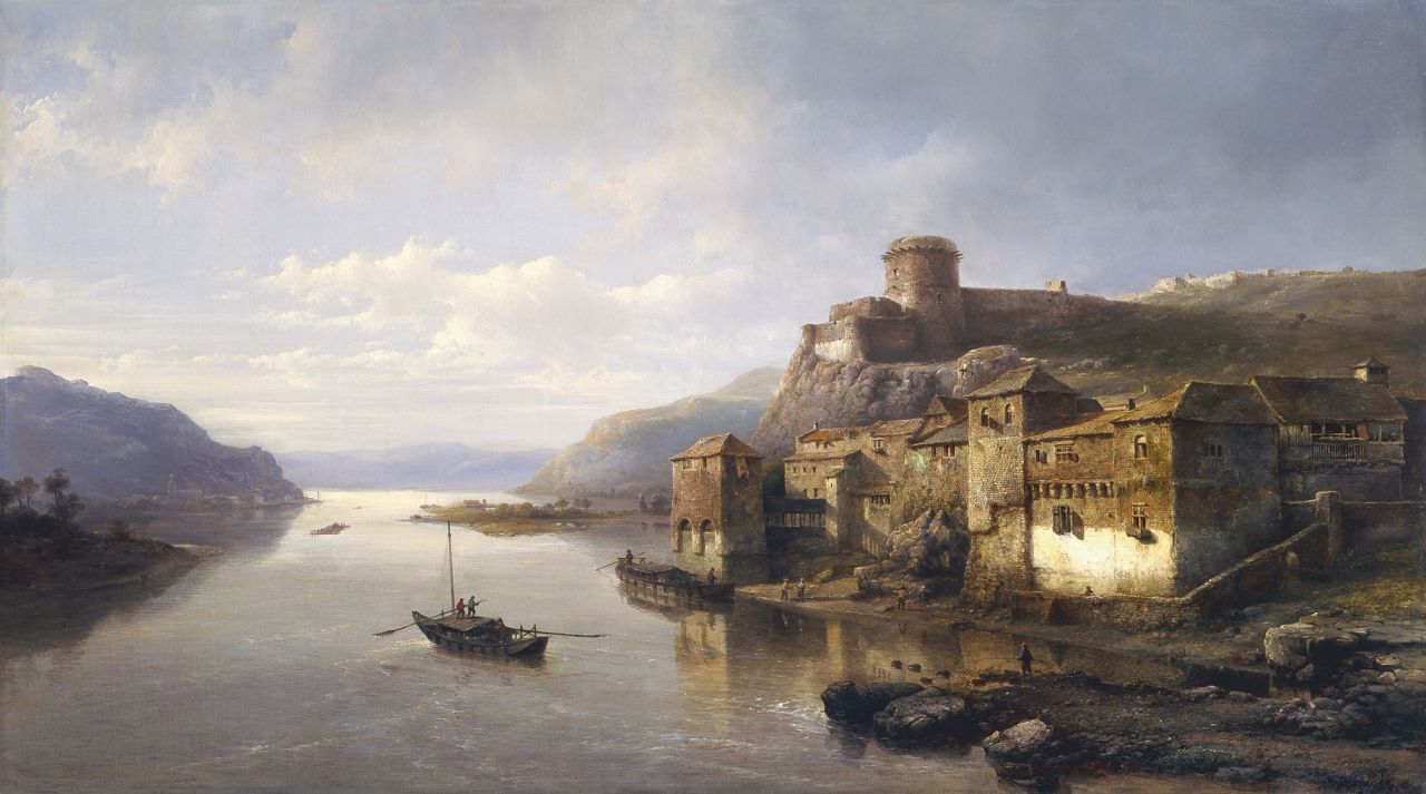 Karsen K.  | Kasparus Karsen, A view of Linz, with the river Donau, oil on canvas 56.5 x 100.0 cm, signed l.r.