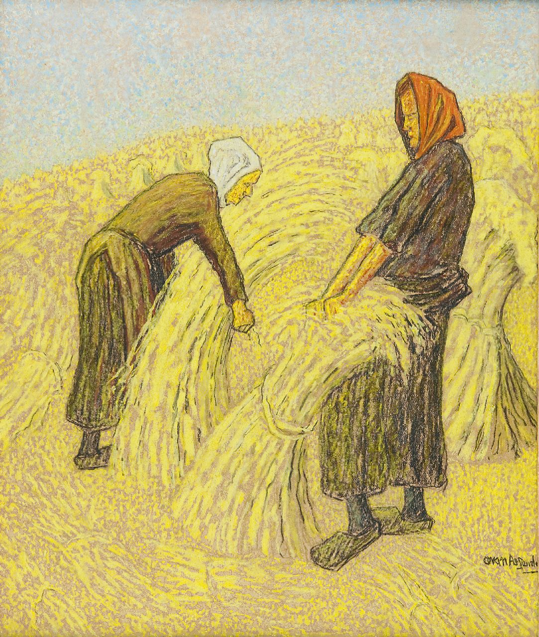 Assendelft C.A. van | Cornelis Albert van Assendelft, Harvest time, pastel on paper 70.5 x 56.0 cm, signed l.r.