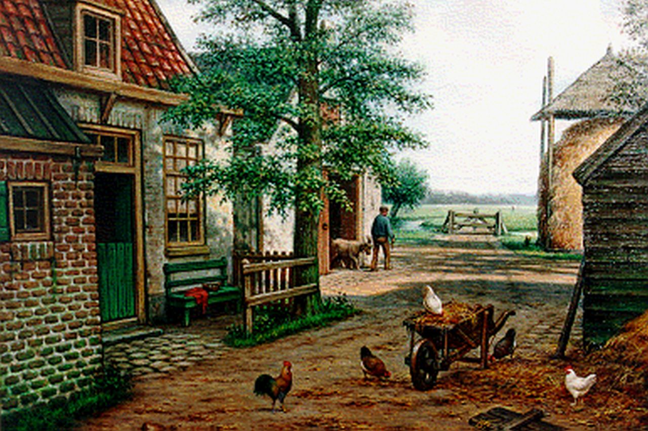 Koekkoek II M.A.  | Marinus Adrianus Koekkoek II, Chickens on a yard, oil on canvas 50.5 x 71.0 cm, signed l.l.