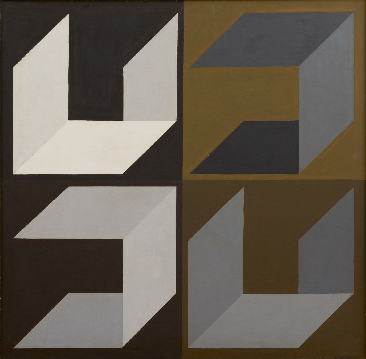 Stiphout T.G.W.  | Theodorus Gerardus Wilhelmus 'Theo' Stiphout, Composition III, oil on painter's board 59.5 x 59.6 cm, signed l.r. and painted '74