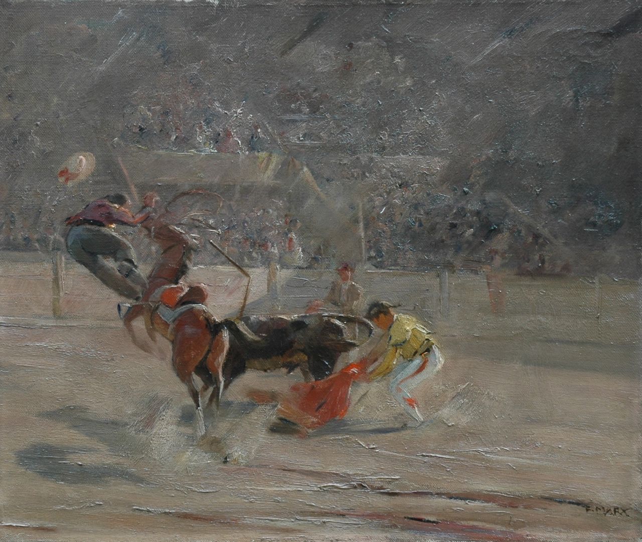 Marx F.  | Franz Marx | Paintings offered for sale | The bull-fight, oil on canvas 50.4 x 60.5 cm, signed l.r.