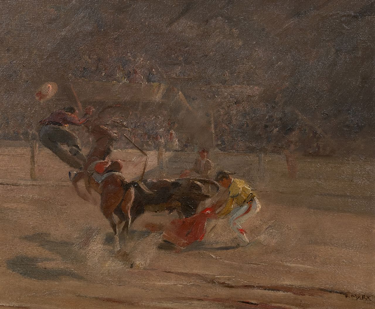 Marx F.  | Franz Marx | Paintings offered for sale | The bull-fight, oil on canvas 50.4 x 60.5 cm, signed l.r.