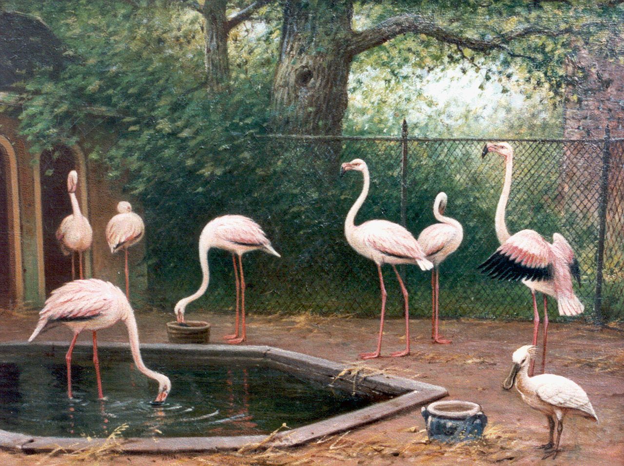 Koekkoek II M.A.  | Marinus Adrianus Koekkoek II, Flamingos, oil on canvas 51.0 x 64.3 cm, signed l.r. and dated 1909