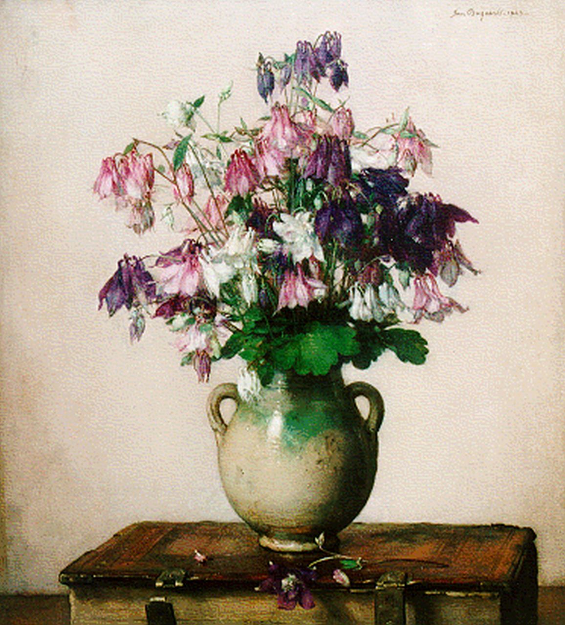 Bogaerts J.J.M.  | Johannes Jacobus Maria 'Jan' Bogaerts, A flower still life, oil on canvas 55.2 x 50.0 cm, signed u.r. and dated 1929