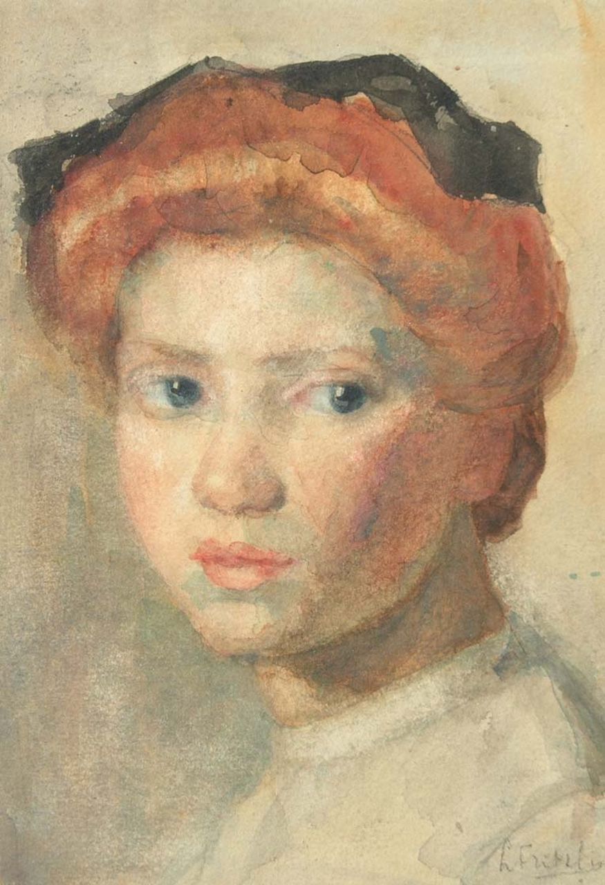 Fritzlin M.C.L.  | Maria Charlotta 'Louise' Fritzlin, A portrait of Sientje, black chalk and watercolour on paper 19.8 x 13.8 cm, signed l.r.