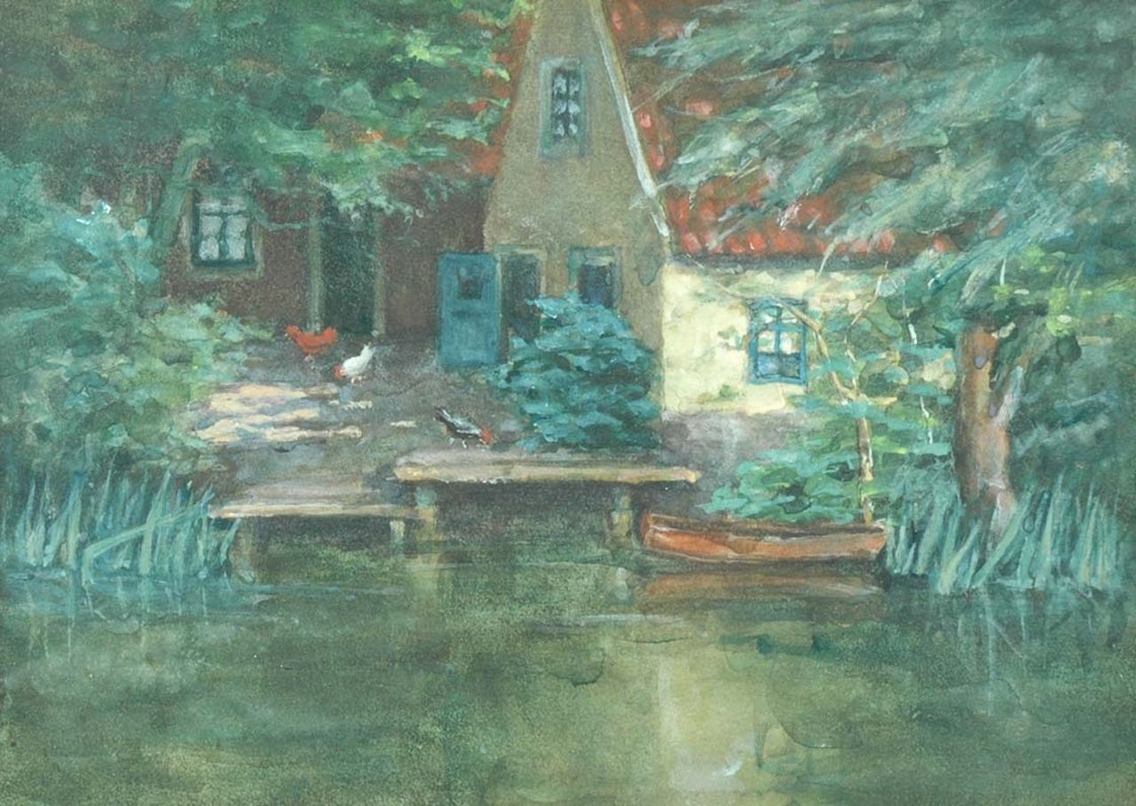Fritzlin M.C.L.  | Maria Charlotta 'Louise' Fritzlin, A farm near 's-Graveland, watercolour on paper 19.7 x 26.3 cm, painted circa1906