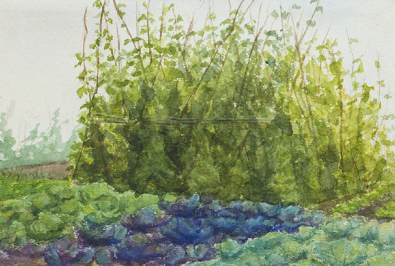 Fritzlin M.C.L.  | Maria Charlotta 'Louise' Fritzlin, A vegetable garden, watercolour on paper 18.7 x 27.6 cm, painted '97 reverse