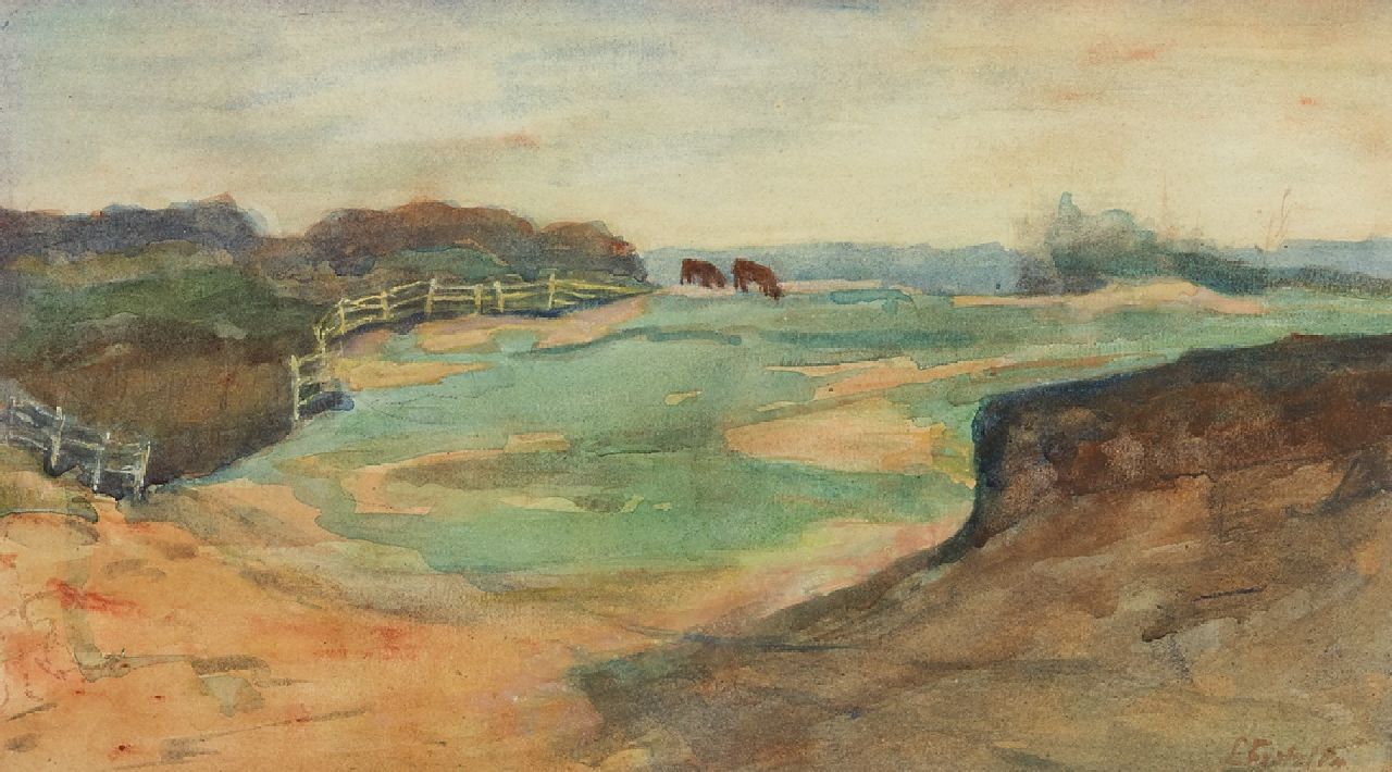 Fritzlin M.C.L.  | Maria Charlotta 'Louise' Fritzlin | Watercolours and drawings offered for sale | The Meent near Bussum, watercolour on paper 21.8 x 38.3 cm, signed l.r. and painted ca.1907