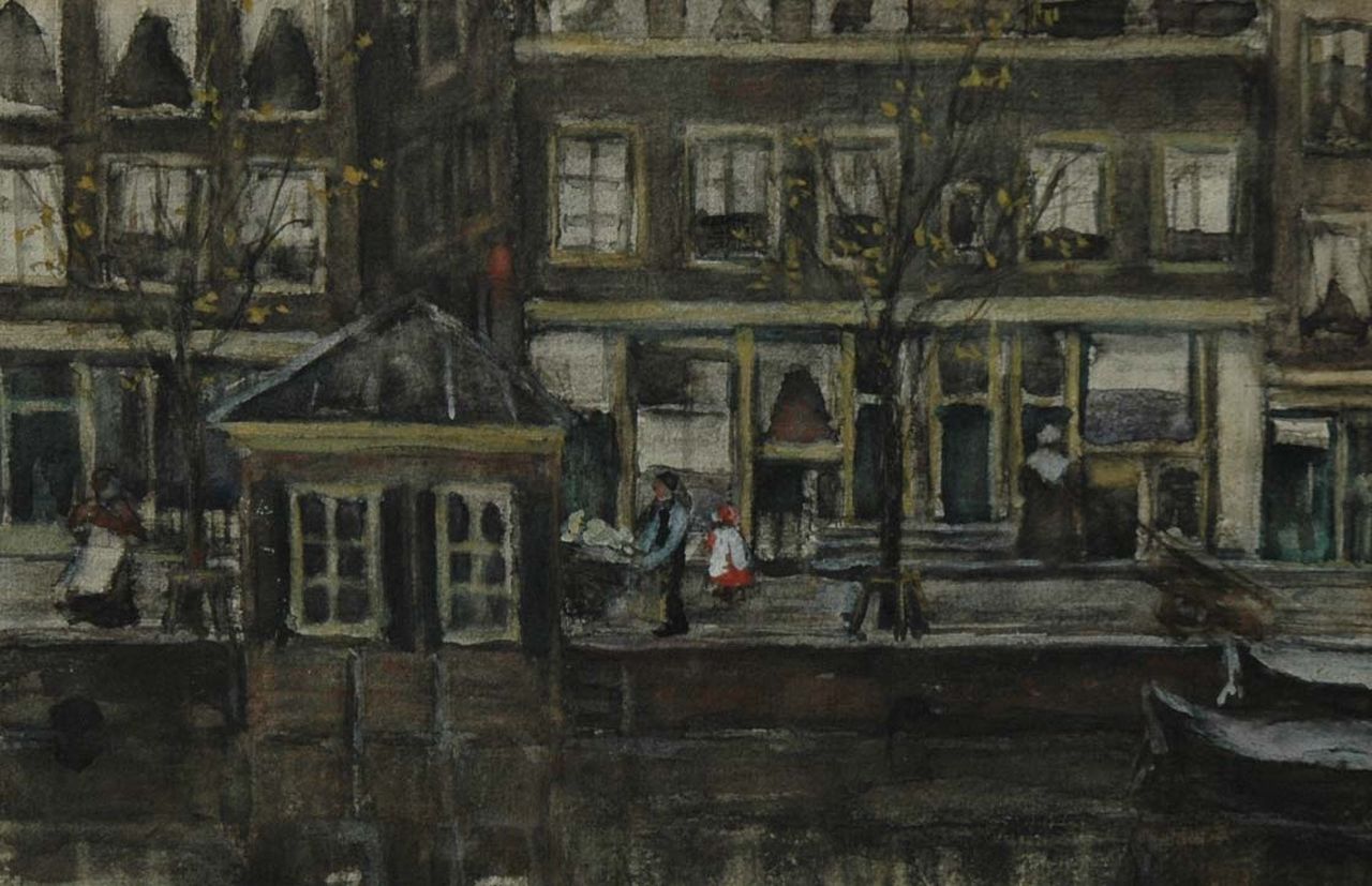 Fritzlin M.C.L.  | Maria Charlotta 'Louise' Fritzlin, Houses along a canal, watercolour on paper 19.1 x 28.8 cm