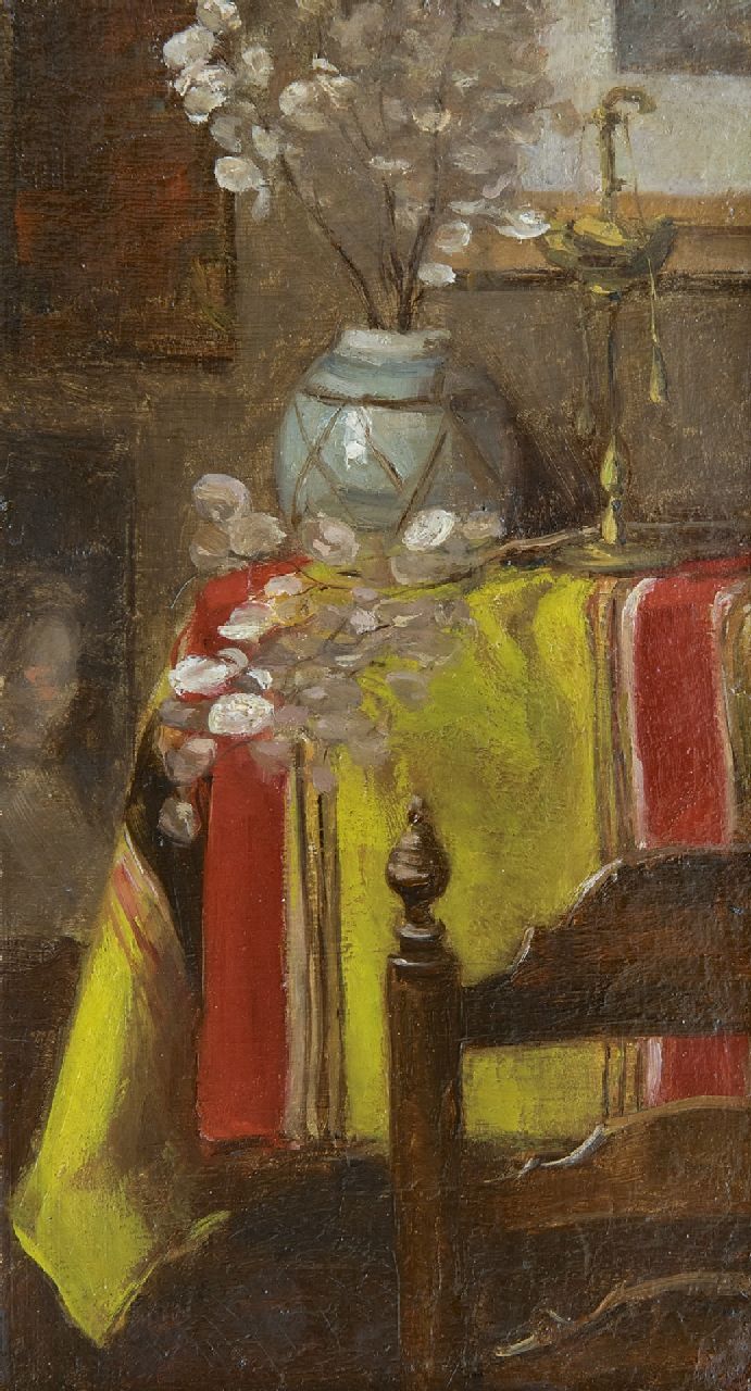 Fritzlin M.C.L.  | Maria Charlotta 'Louise' Fritzlin, A still life with satin-flowers, oil on board laid down on panel 21.3 x 11.8 cm