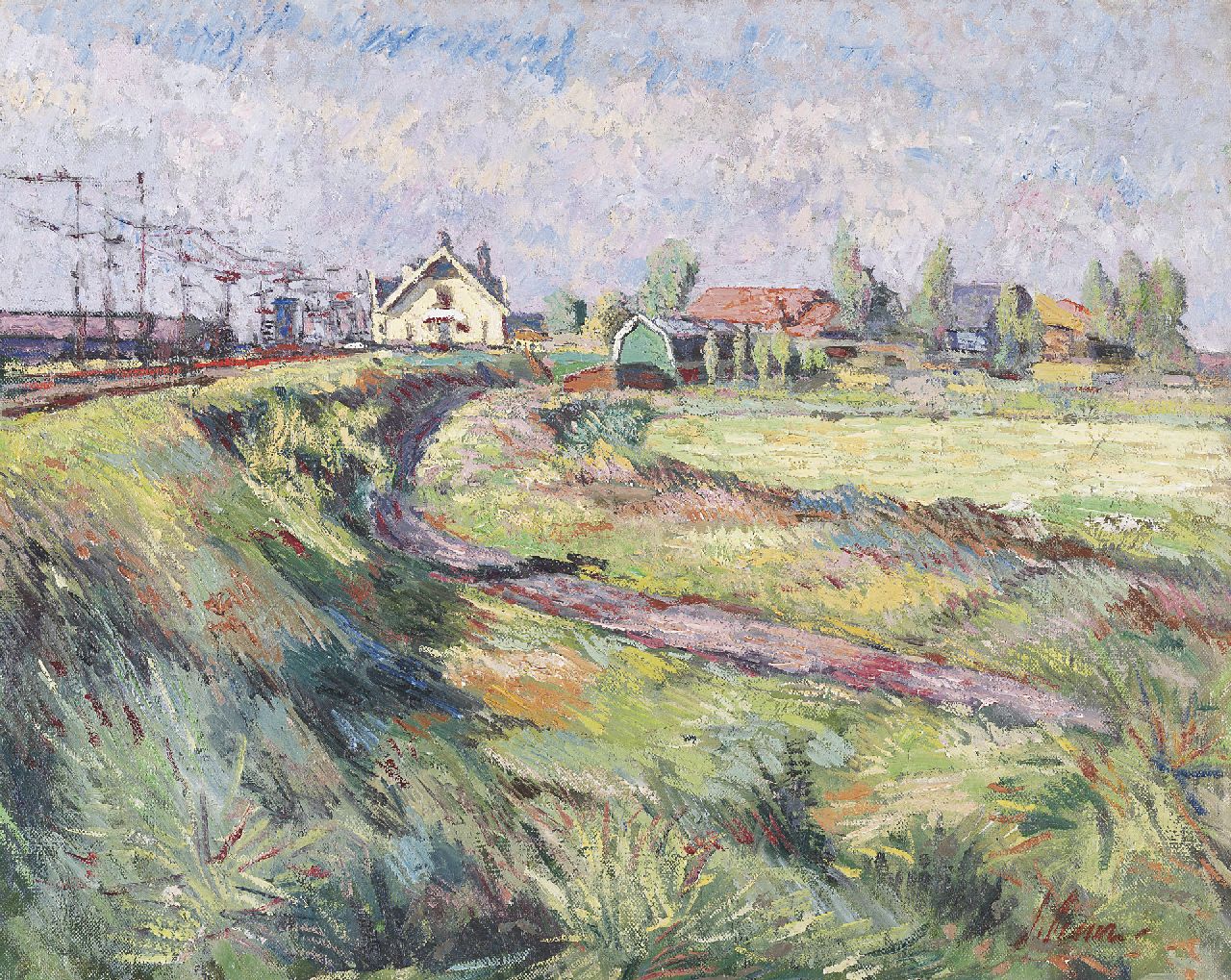 Visser J.  | Jacob 'Jaap' Visser, Landscape near Rodenrijs, oil on canvas 40.8 x 50.7 cm, signed l.r.