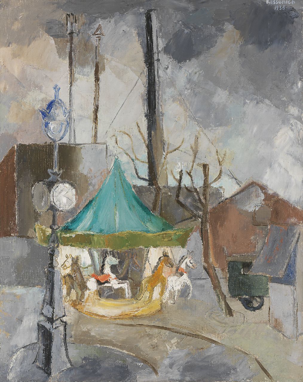 Michiels van Kessenich J.C.P.  | Juliana Cecilia Paulina 'Judy' Michiels van Kessenich, A merry-go-round in Paris, oil on canvas 81.5 x 65.5 cm, signed u.r. and dated 1935