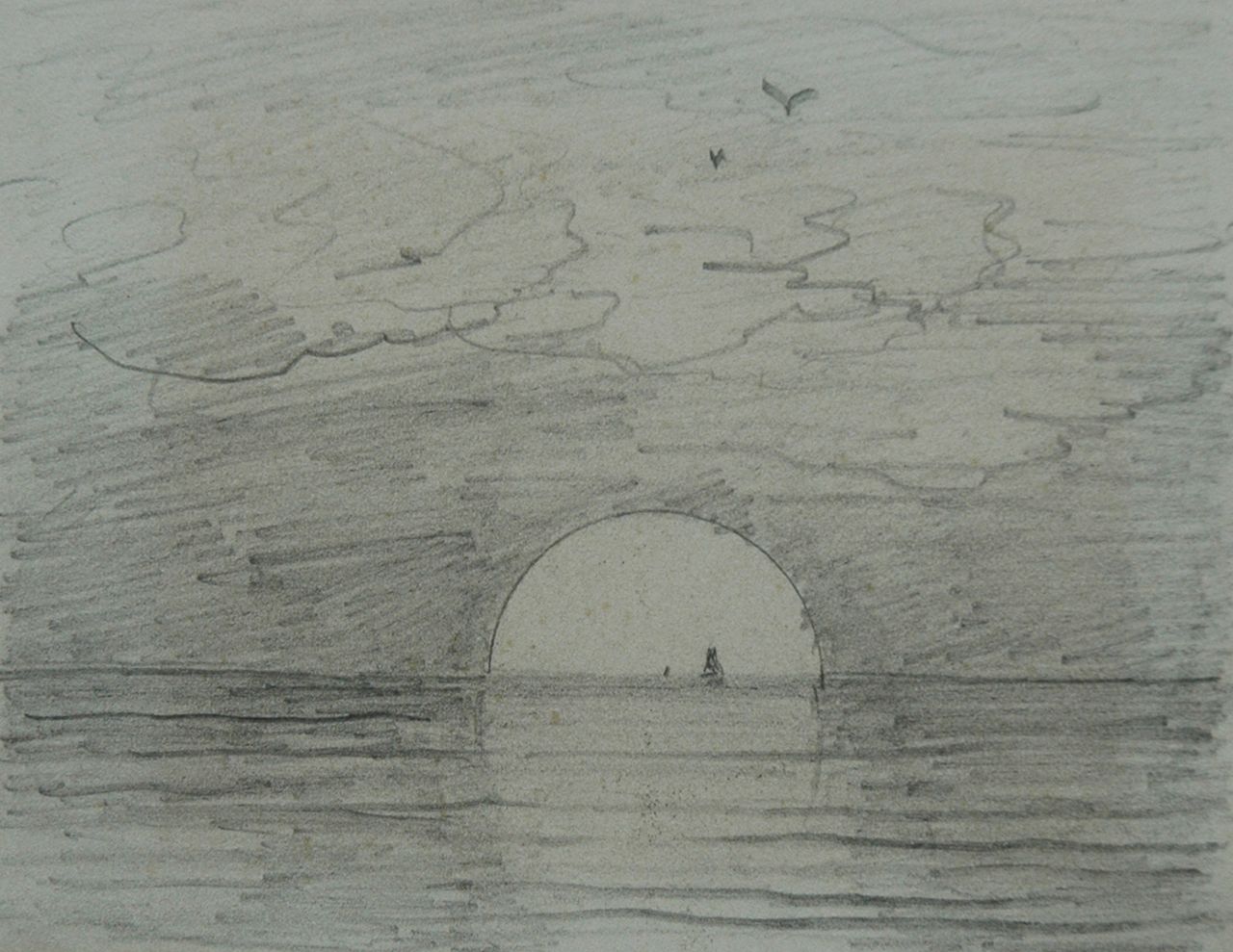 Mesdag H.W.  | Hendrik Willem Mesdag, Sunrise: 'Guten Morgen', pencil on paper 8.7 x 11.2 cm, painted 's January 1893' on reverse