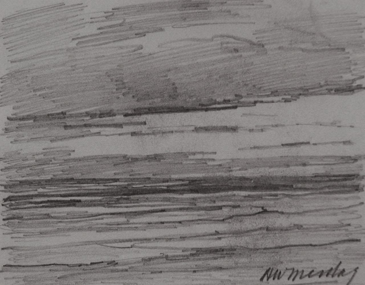 Mesdag H.W.  | Hendrik Willem Mesdag, Sea and clouds, pencil on paper 8.7 x 11.2 cm, signed l.r.