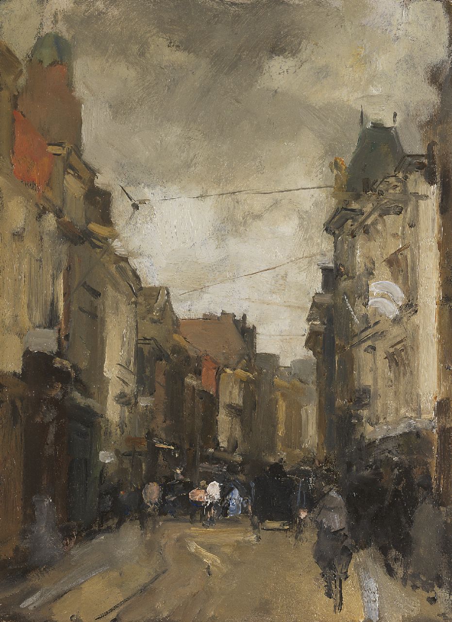 Arntzenius P.F.N.J.  | Pieter Florentius Nicolaas Jacobus 'Floris' Arntzenius, The Gravenstraat, The Hague, oil on panel 32.0 x 23.7 cm