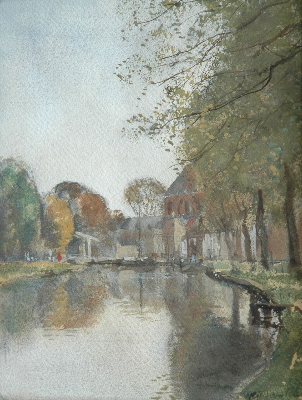 Jansen W.G.F.  | 'Willem' George Frederik Jansen, A canal with a drawbridge, watercolour on paper 29.1 x 22.8 cm, signed l.r.