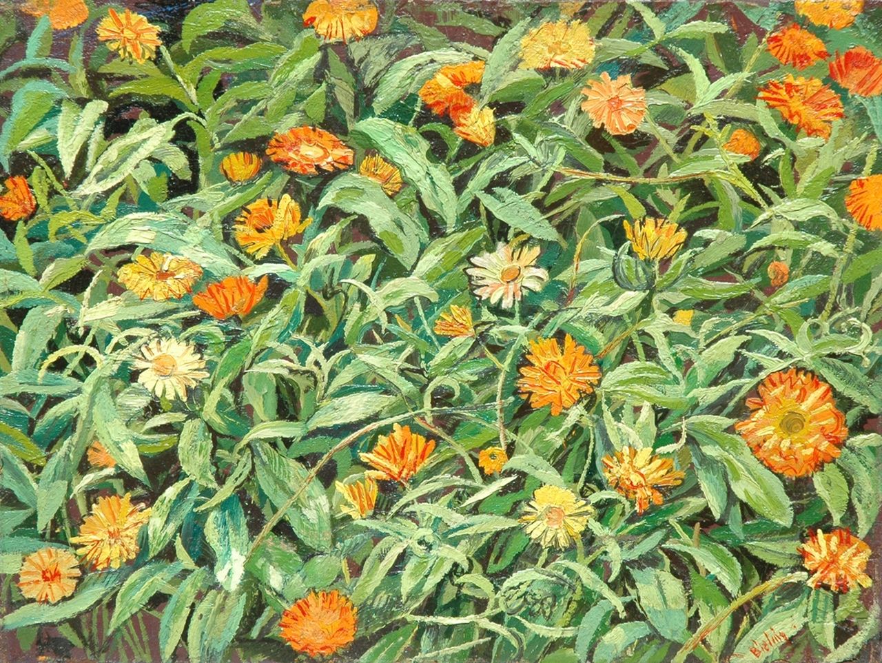 Bieling H.F.  | Hermann Friederich 'Herman' Bieling, Marigold, oil on canvas 29.4 x 38.5 cm, signed l.r.