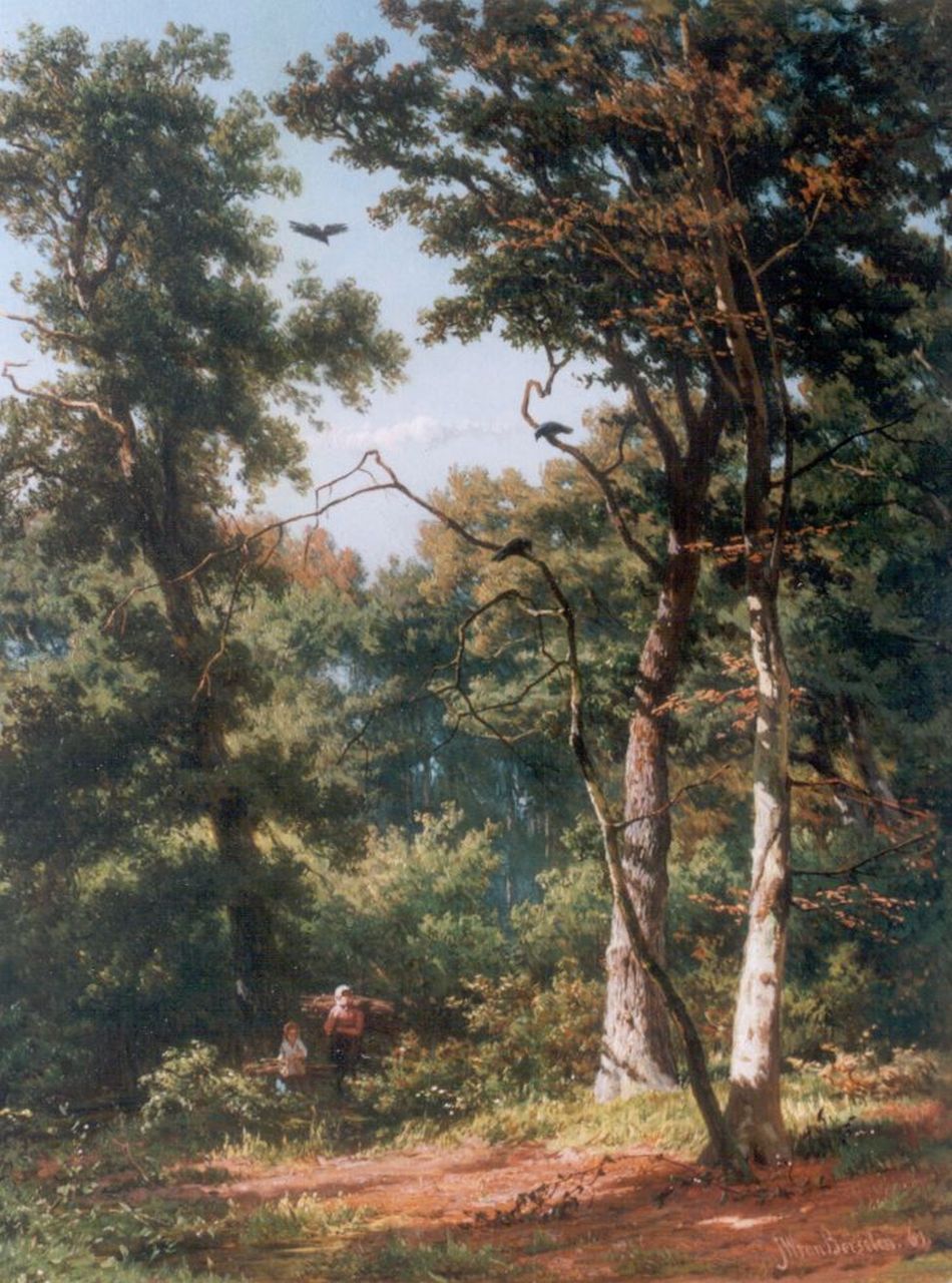Borselen J.W. van | Jan Willem van Borselen, Gathering wood, oil on panel 38.7 x 29.9 cm, signed l.r. and dated '66