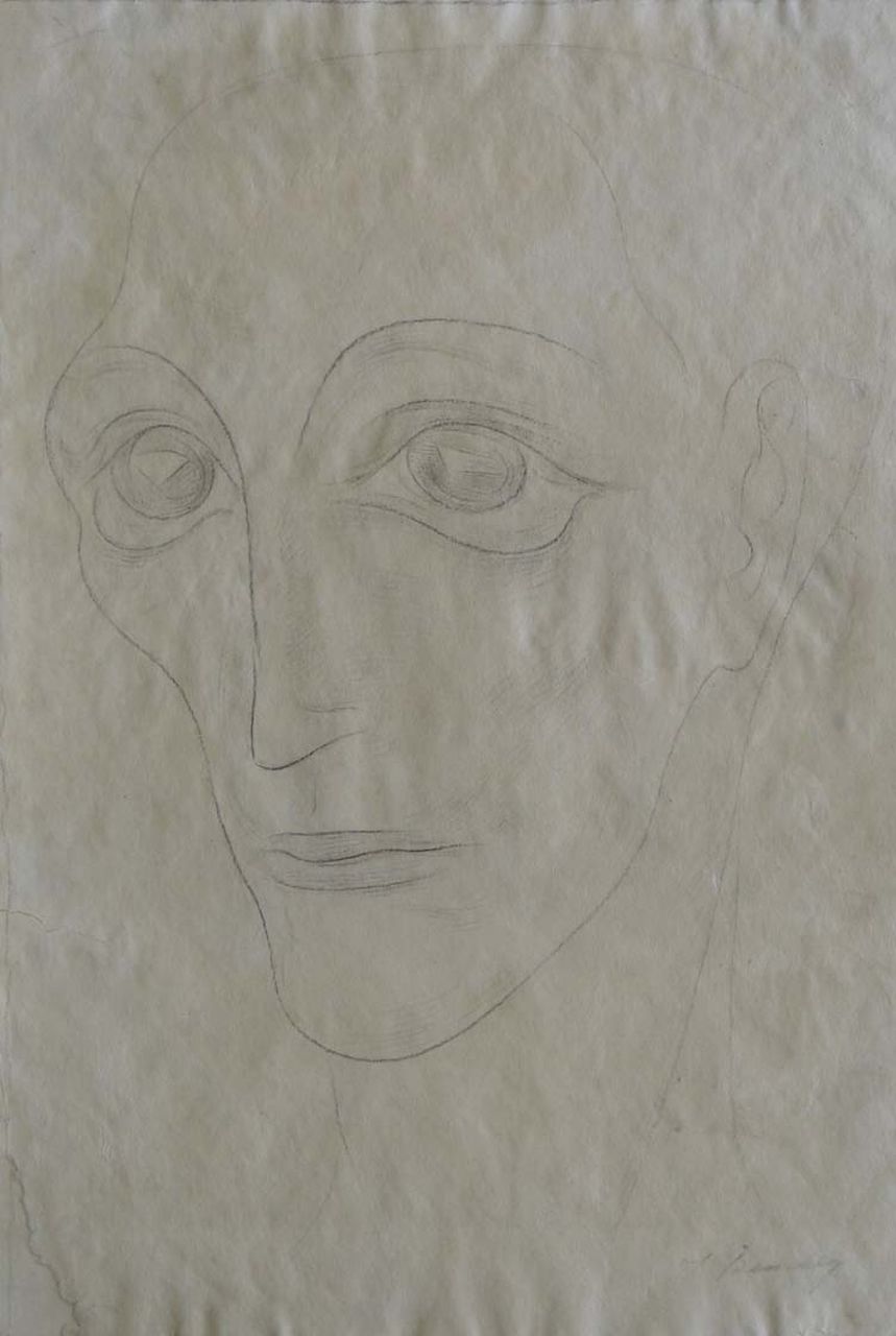 Bendien J.  | Jacob Bendien, Man's head, pencil on paper 41.0 x 27.9 cm, signed l.r.