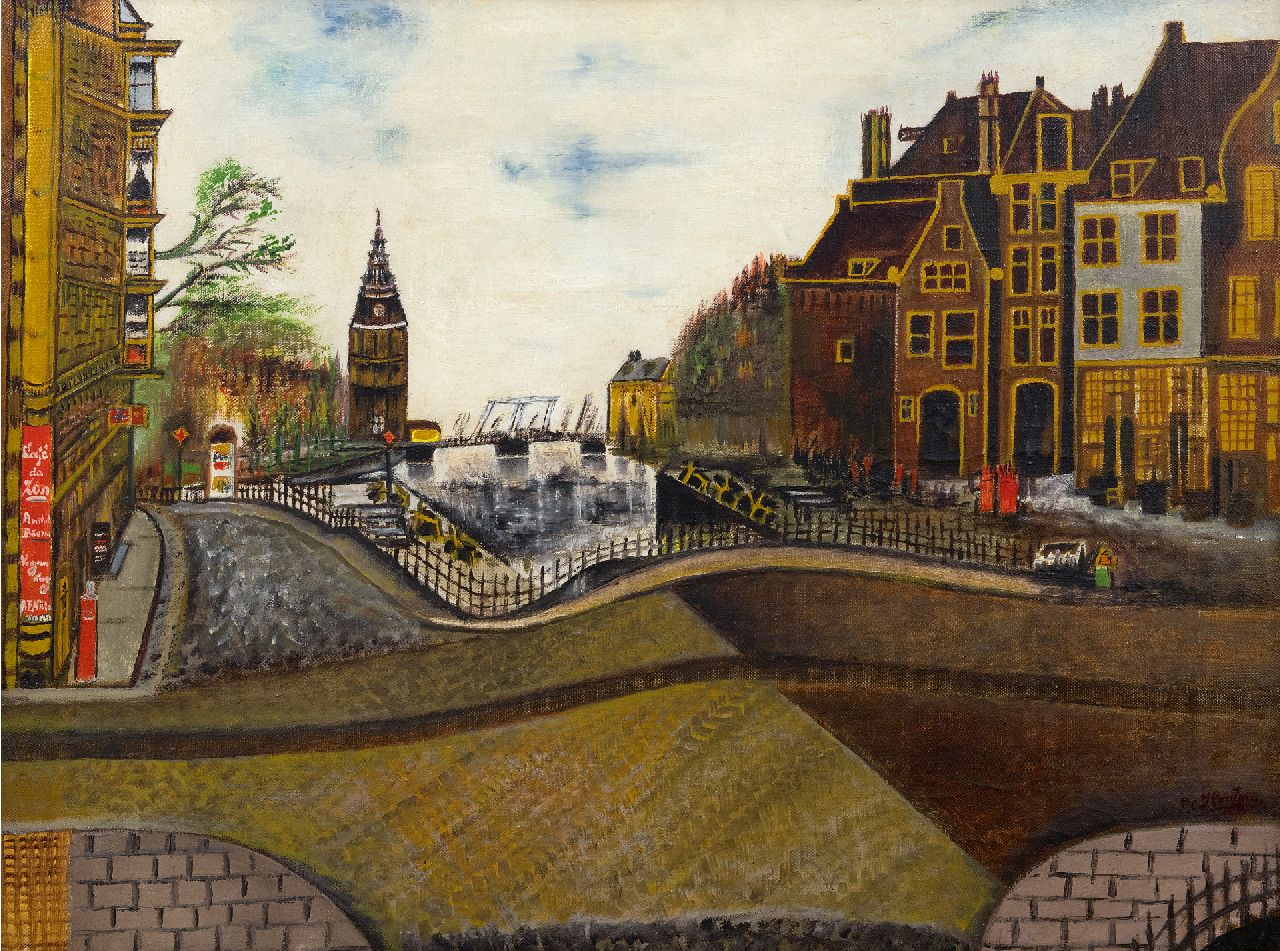 Houtman S.C.  | Sipke Cornelis Houtman | Paintings offered for sale | The Oude Schans, corner St. Antoniebreestraat, with the Montelbaanstoren, Amsterdam, oil on canvas 47.5 x 62.0 cm, signed l.r. and painted 1939