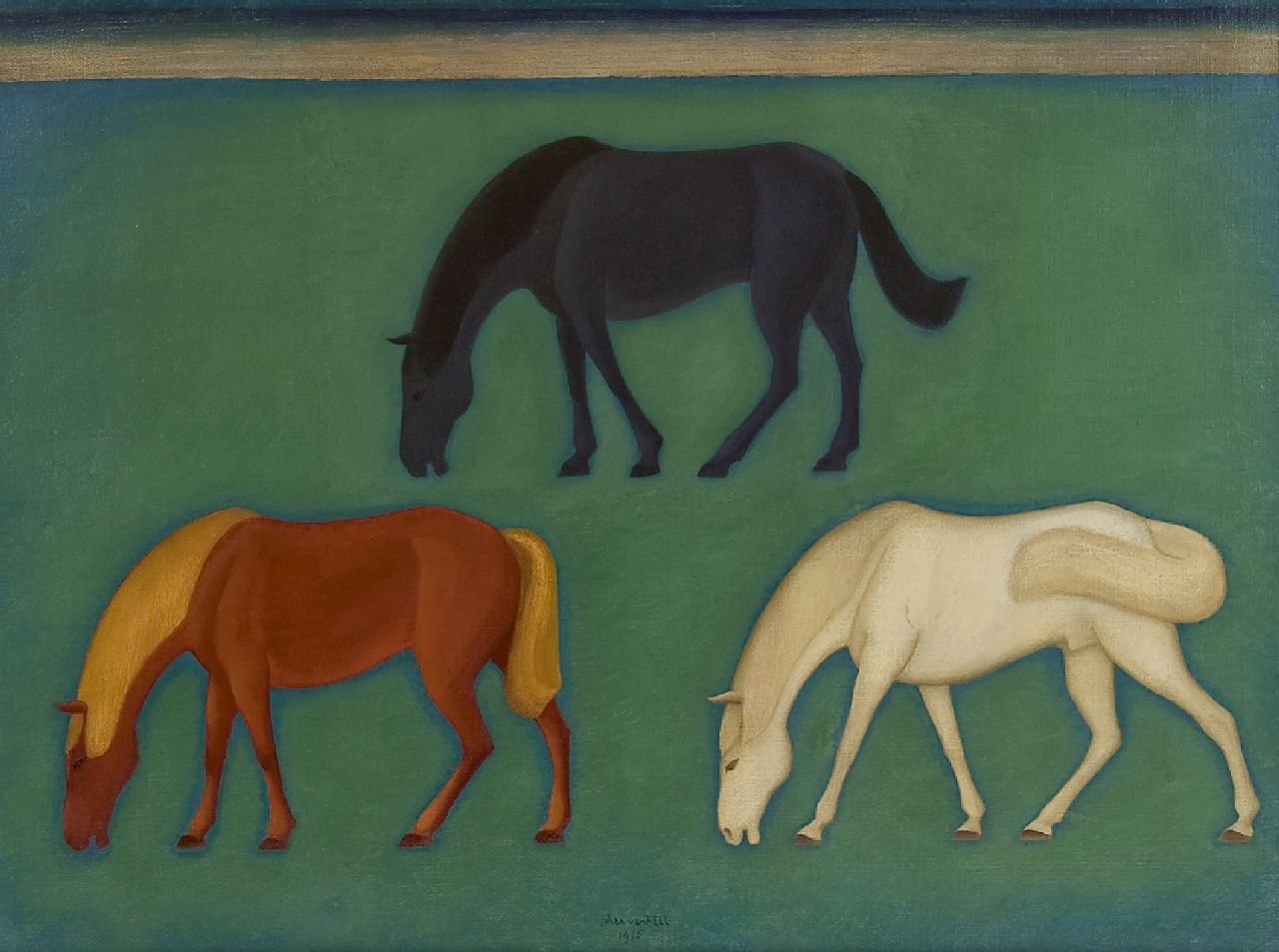 Hell J.G.D. van | Johannes Gerardus Diederik 'Johan' van Hell | Paintings offered for sale | Three grazing horses, oil on canvas 60.5 x 80.5 cm, signed l.c. and dated 1926