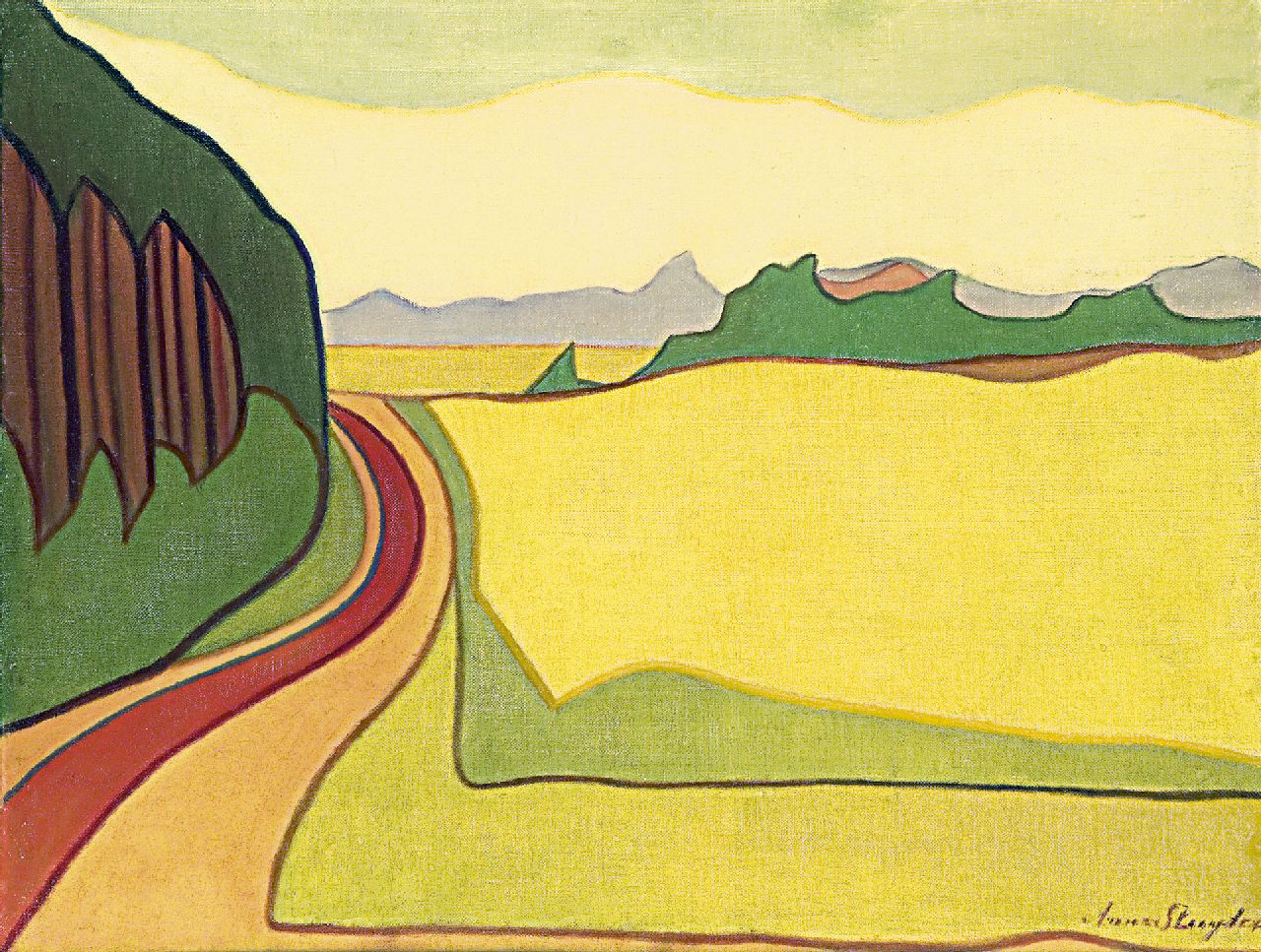 Sluijter J.J.H.  | Johanna Jozina Helena 'Anna' Sluijter, Landscape, Blaricum, oil on canvas 55.3 x 71.3 cm, signed l.r. and dated ca. 1914