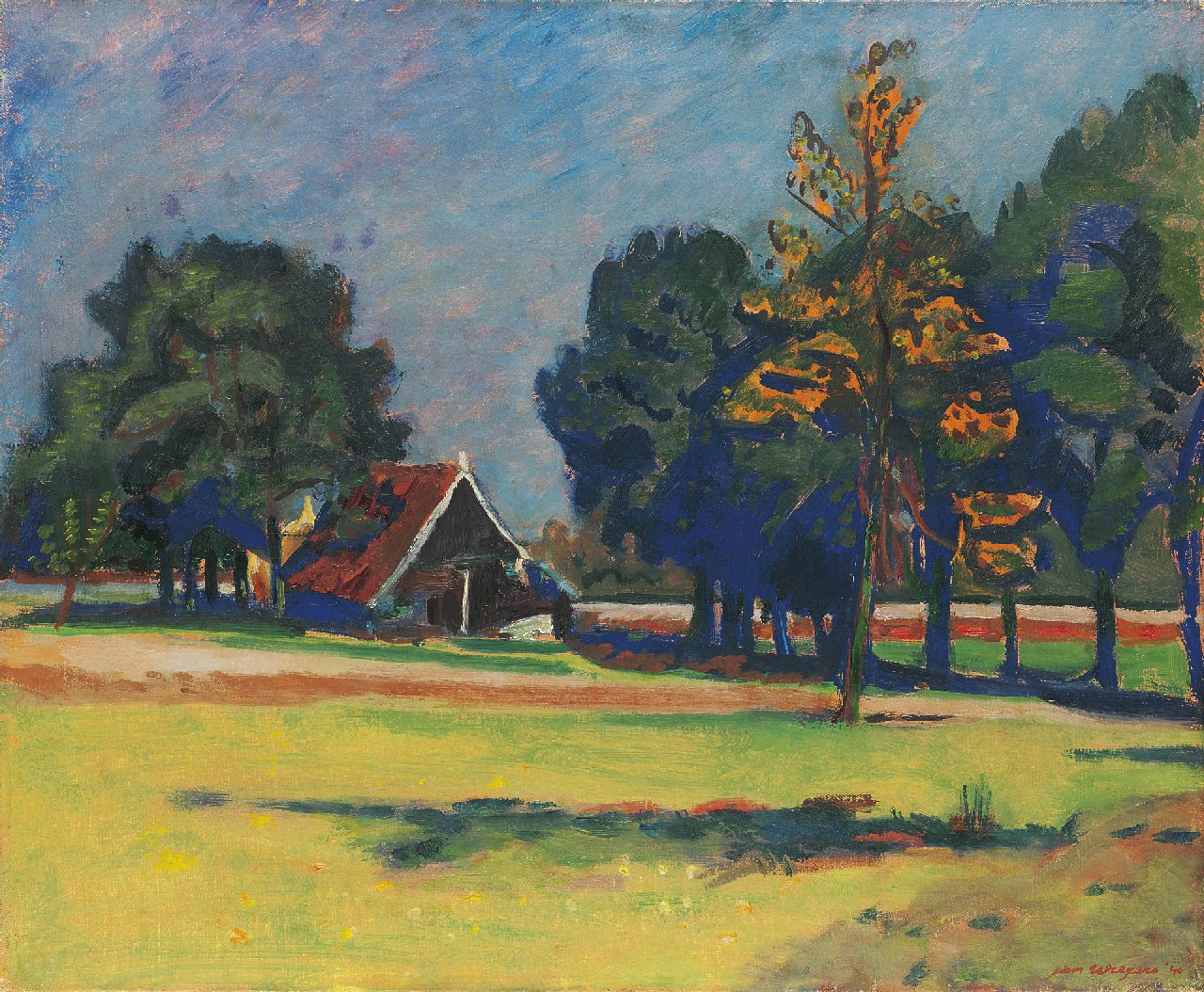 Wiegers J.  | Jan Wiegers, Landscape Twenthe, oil on canvas 50.4 x 61.0 cm, signed l.r. and painted '40