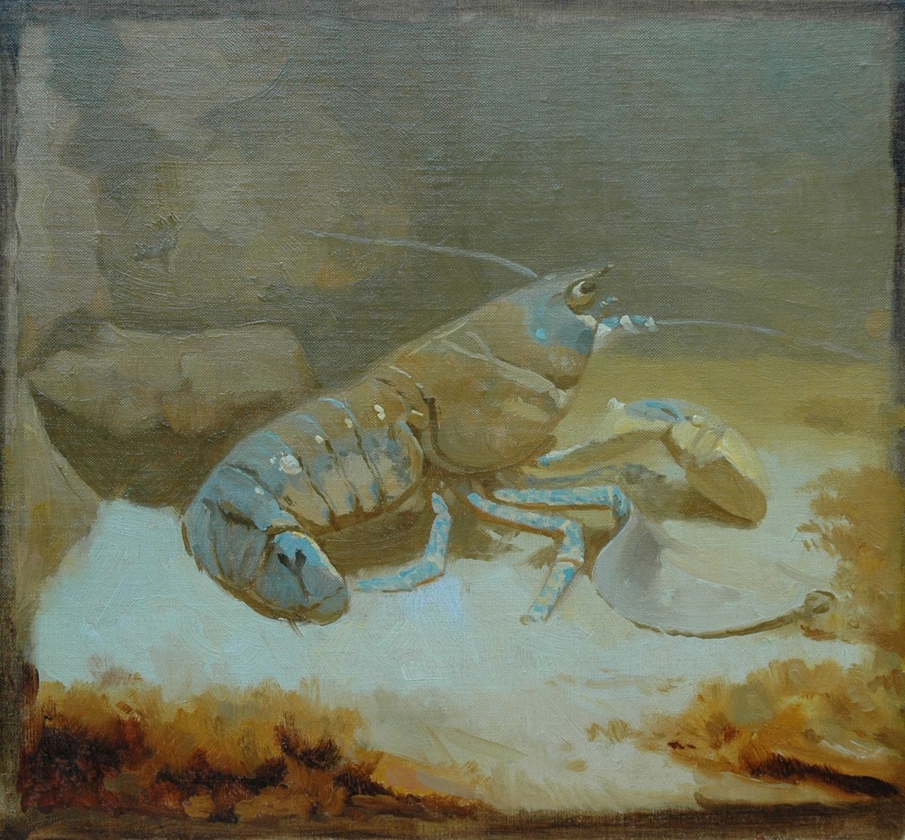 Dijsselhof G.W.  | Gerrit Willem Dijsselhof, Lobster, oil on canvas laid down on panel 25.0 x 27.4 cm