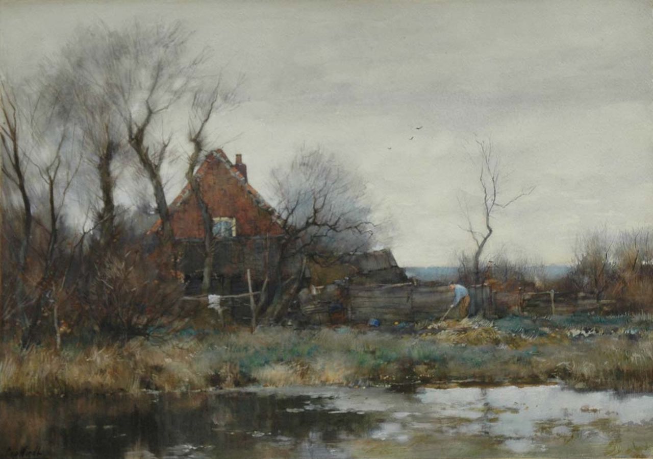 Windt Ch. van der | Christophe 'Chris' van der Windt, Farms by the water, watercolour on paper 48.2 x 66.7 cm, signed l.l.