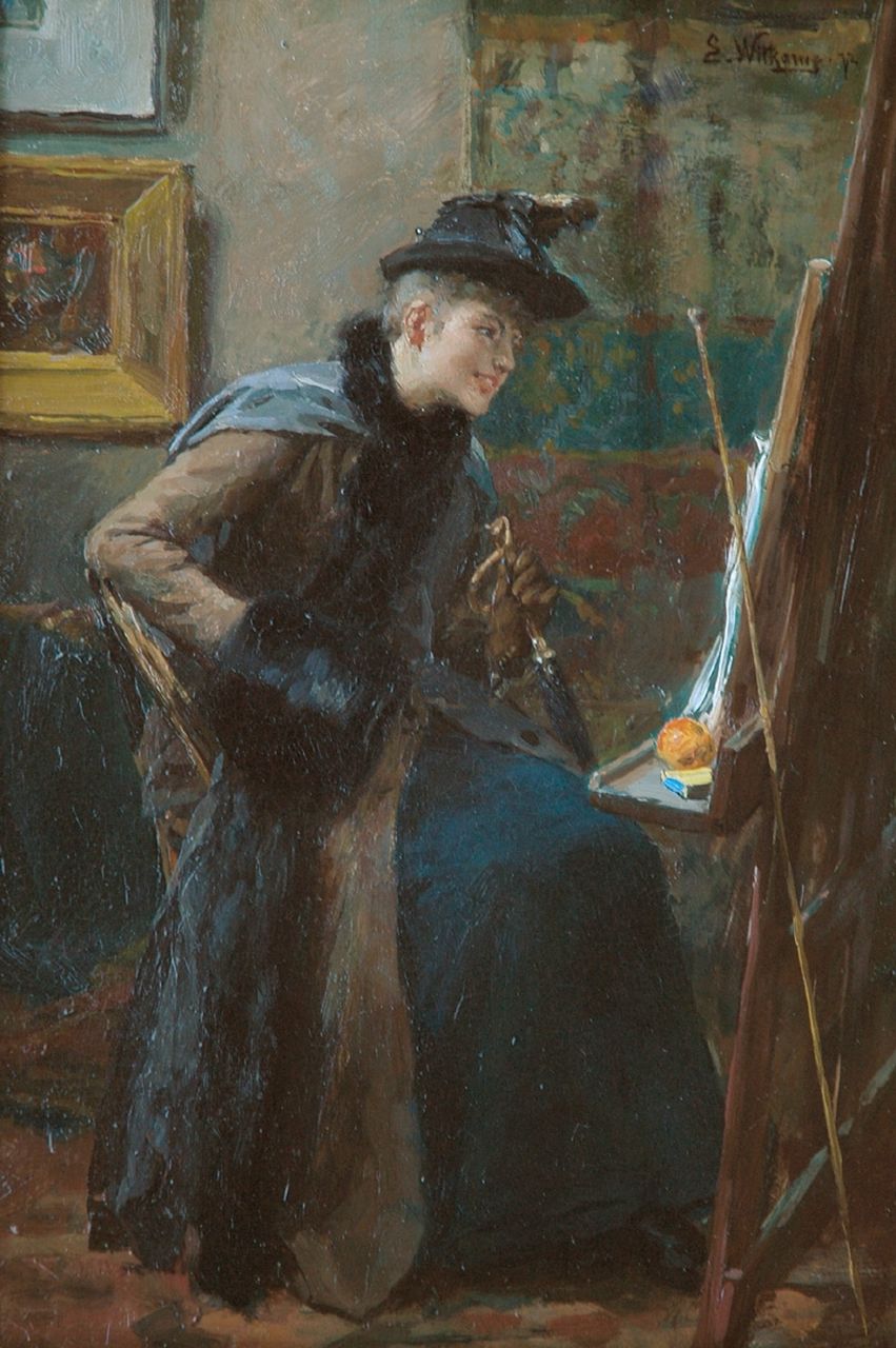Witkamp jr. E.S.  | Ernest Sigismund 'Ernst' Witkamp jr., The visitor, oil on panel 36.0 x 24.5 cm, signed u.r. and painted '72