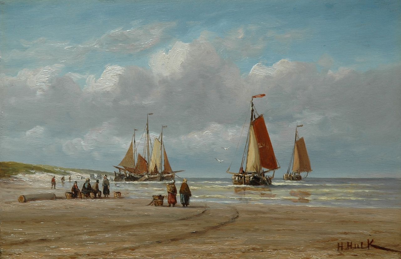 Hulk H.  | Hendrik Hulk, Return of the fishing fleet, oil on panel 17.8 x 27.0 cm, signed l.r.