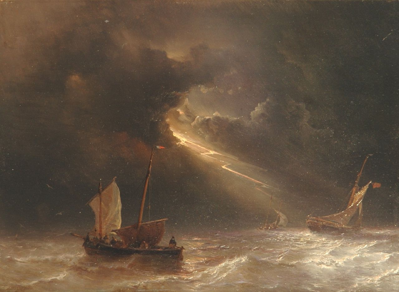Meijer J.H.L.  | Johan Hendrik 'Louis' Meijer, Thunderstorm, oil on panel 30.6 x 42.0 cm, signed l.l.