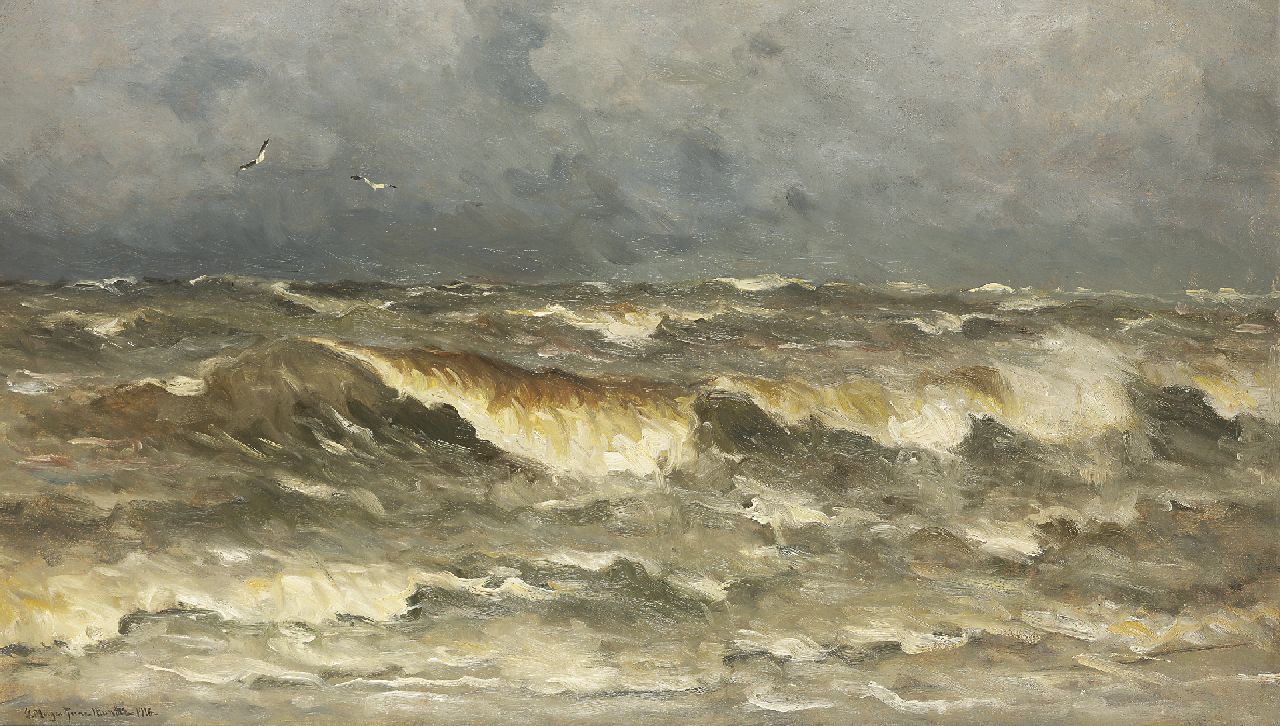 Munthe G.A.L.  | Gerhard Arij Ludwig 'Morgenstjerne' Munthe, The North Sea, oil on canvas 68.2 x 116.5 cm, signed l.l. and dated 1913