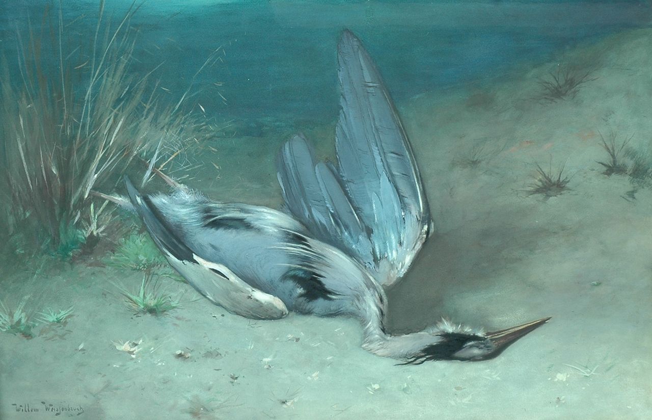 Weissenbruch W.J.  | 'Willem' Johannes Weissenbruch, A heron, gouache on paper 66.5 x 101.5 cm, signed l.l.