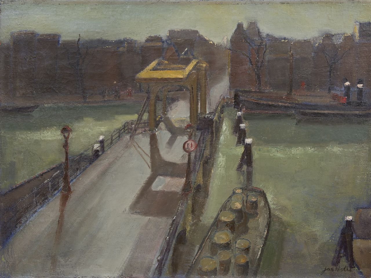 Nolte J.A.F.  | Johannes Albertus Franciscus 'Jan' Nolte, The Magere Brug, Amsterdam, oil on canvas 60.5 x 80.3 cm, signed l.r. and verso