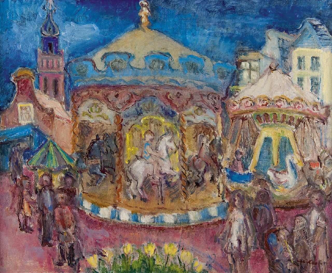 Loots A.M.J.J.  | Albertus Maria Josephus Johannes 'Albert' Loots, The Merry-go-round, oil on canvas 54.0 x 65.1 cm, signed l.r. and dated Cagnes sur Mer november 1932 verso