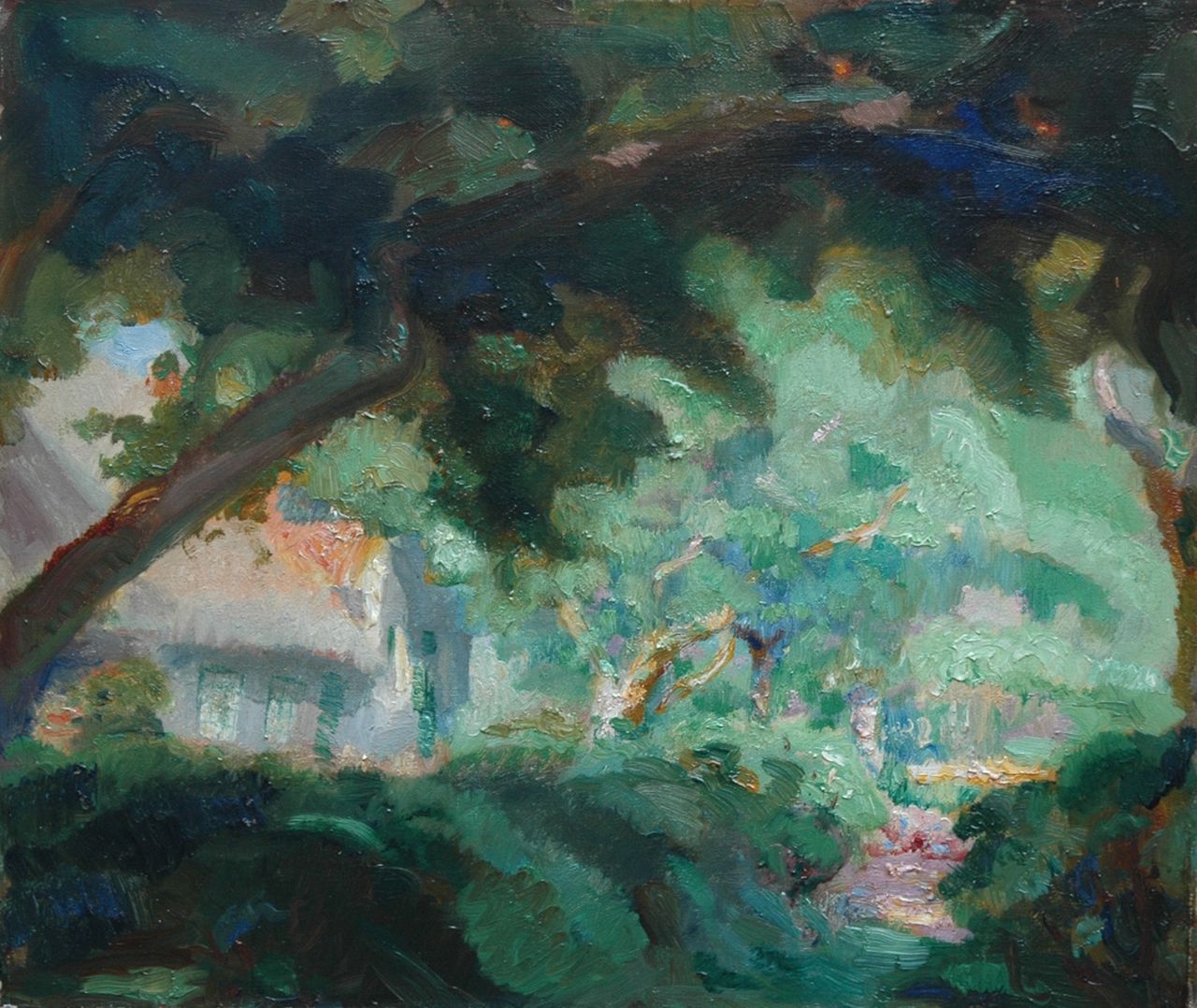 Baak N.  | Nicolaas 'Nico' Baak, House in the woods, oil on canvas 41.4 x 48.4 cm