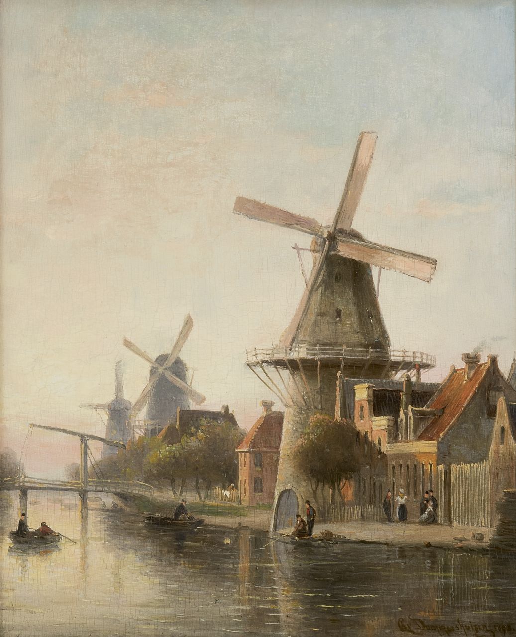 Dommelshuizen C.C.  | Cornelis Christiaan Dommelshuizen, Windmill 'De Rosenboom' near the Overtoom, Amsterdam, oil on panel 28.4 x 23.1 cm, signed l.r. and dated 1898
