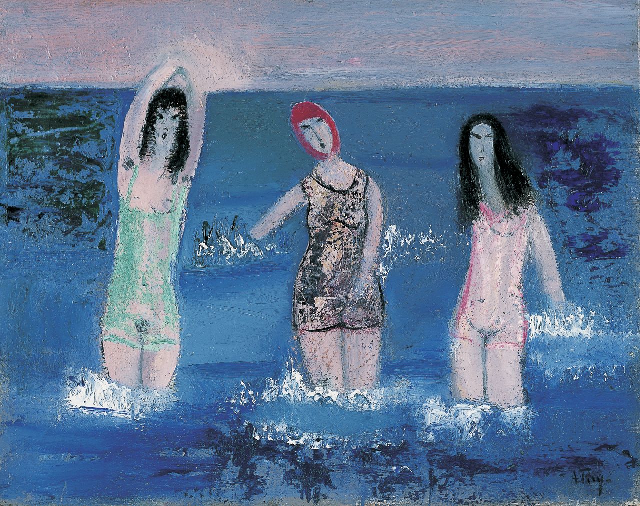 Frey A.  | Alice Frey, Women bathing, oil on canvas 32.0 x 40.4 cm, signed l.r.