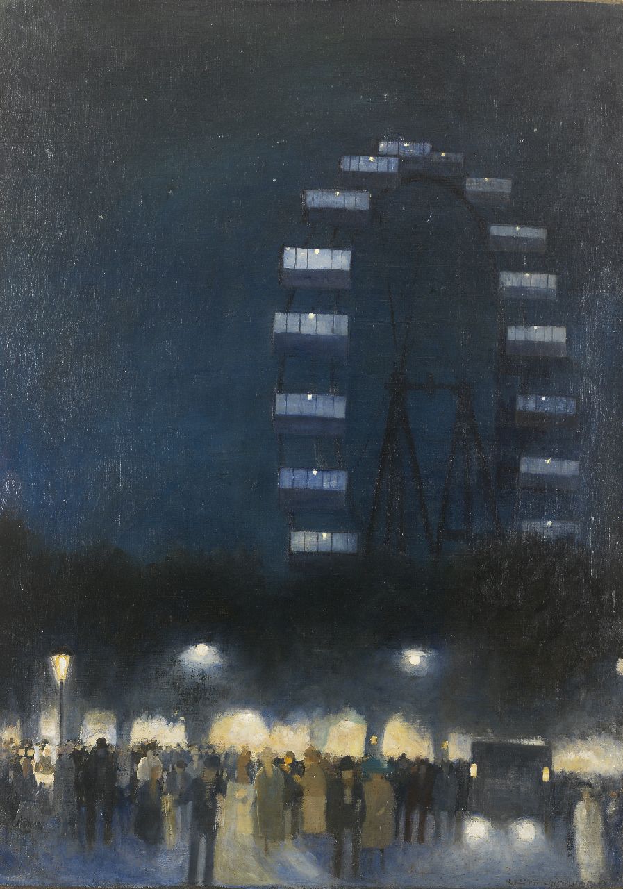 Hans Ruzicka-Lautenschläger | The ferris wheel in the Prater in Vienna by night, oil on canvas, 106.5 x 74.8 cm, signed l.r.