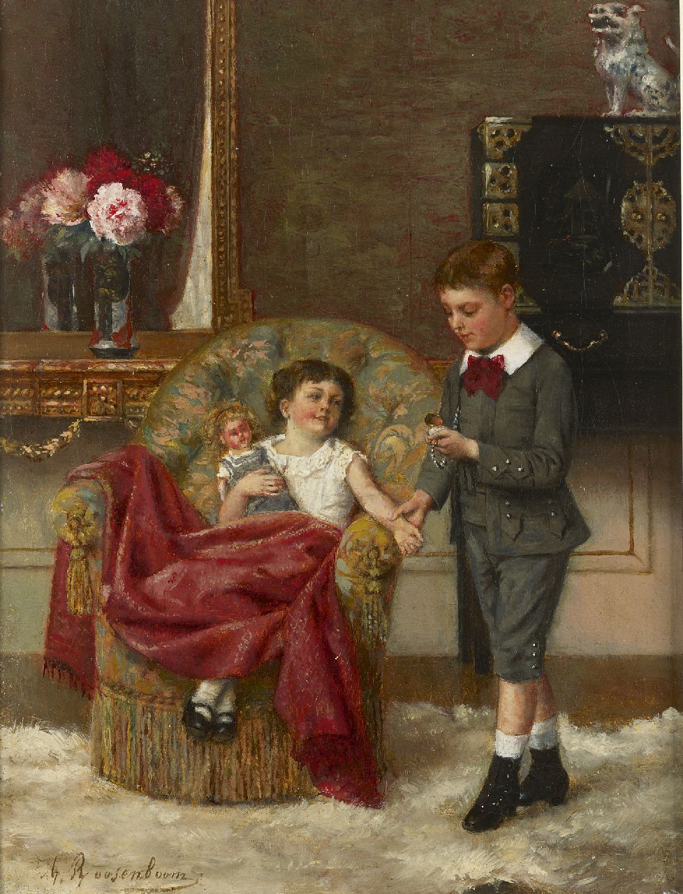 Roosenboom A.  | Albert Roosenboom, The young doctor, oil on canvas 34.0 x 25.7 cm, signed l.l. and dated 1887 on the reverse