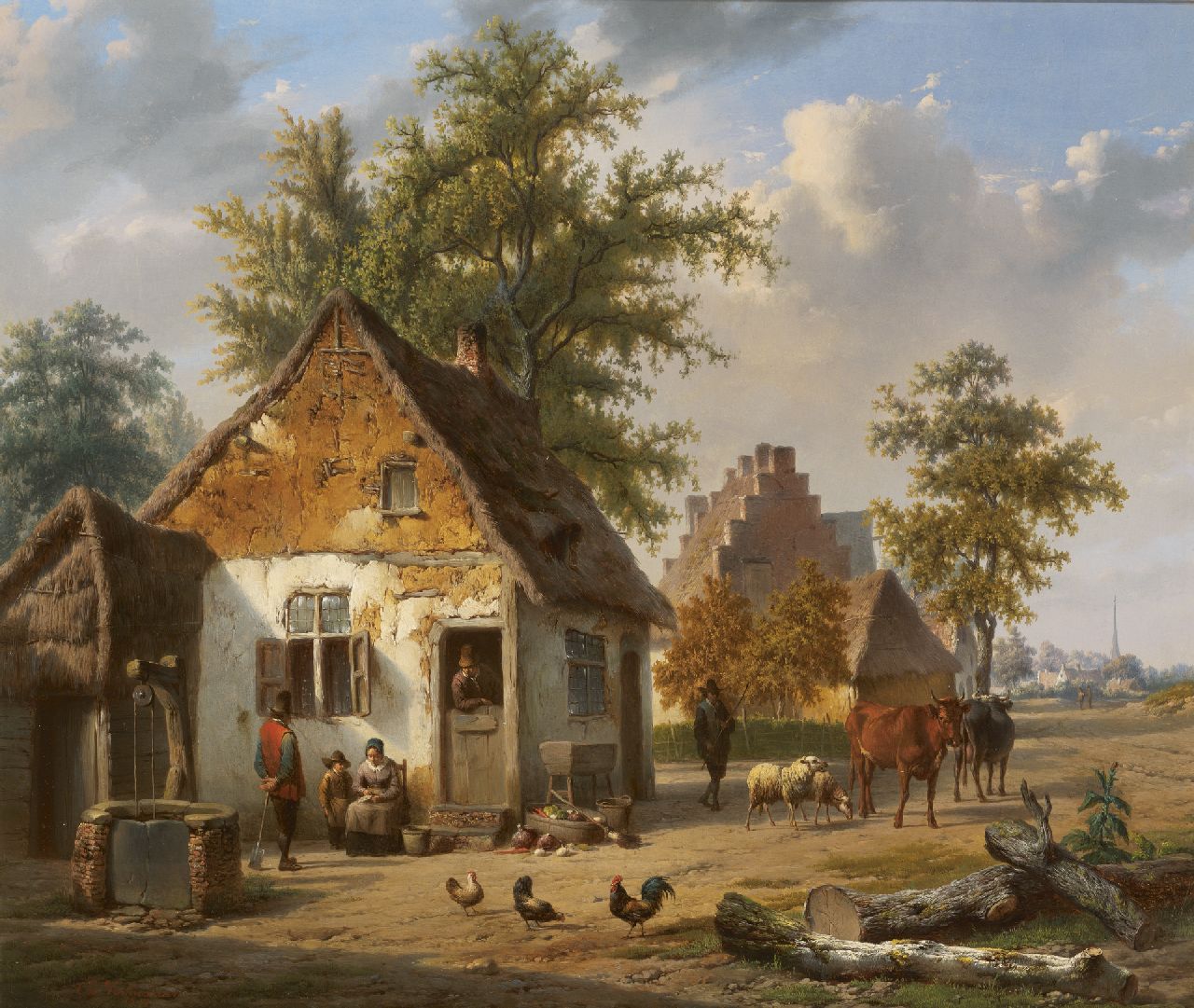 Venneman C.  | Charles  Venneman, Lively farmstead, oil on panel 42.3 x 50.7 cm, signed l.l. and dated 1851