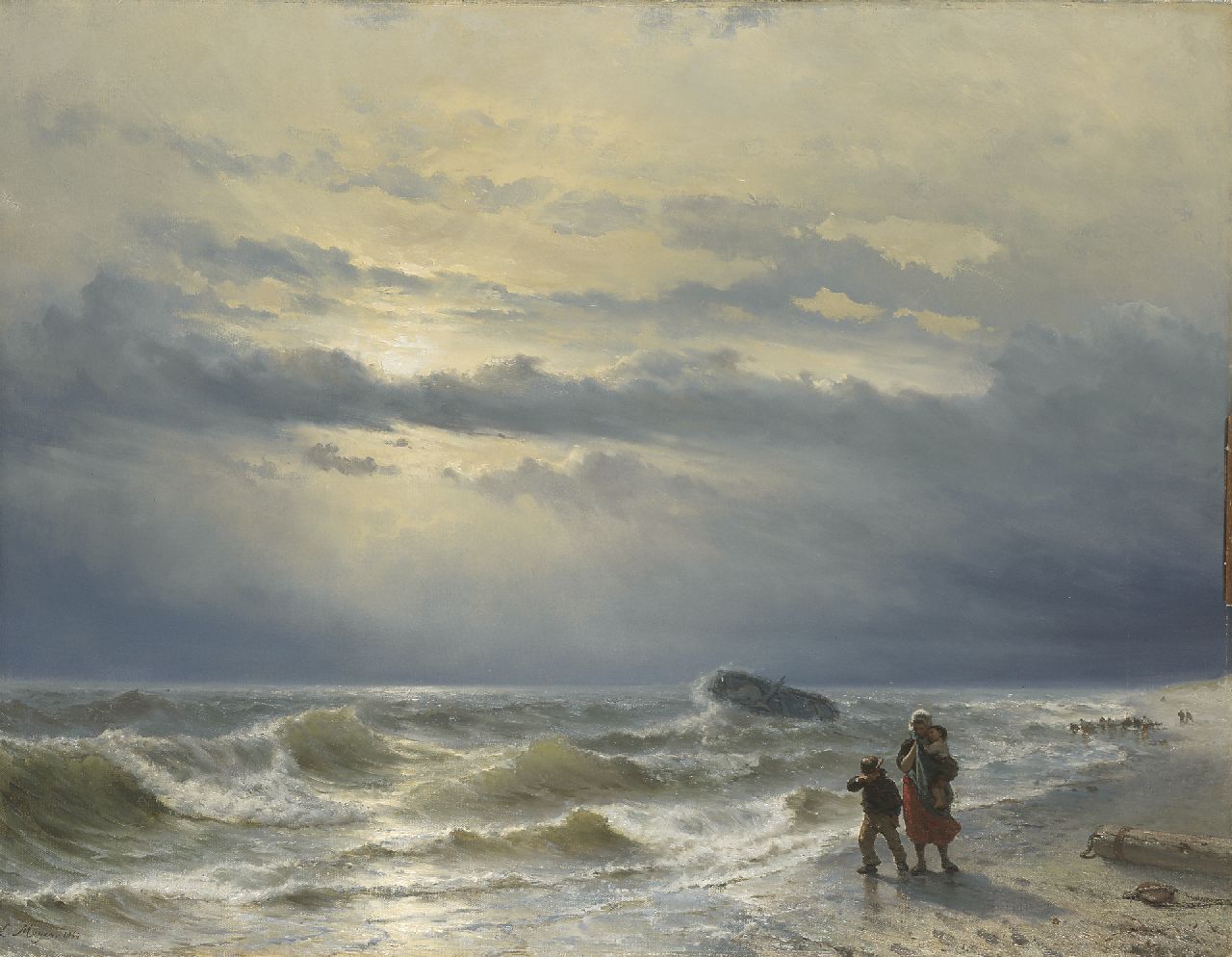 Meijer J.H.L.  | Johan Hendrik 'Louis' Meijer, Shipwreck, oil on canvas 88.8 x 115.4 cm, signed l.l. and dated 1864